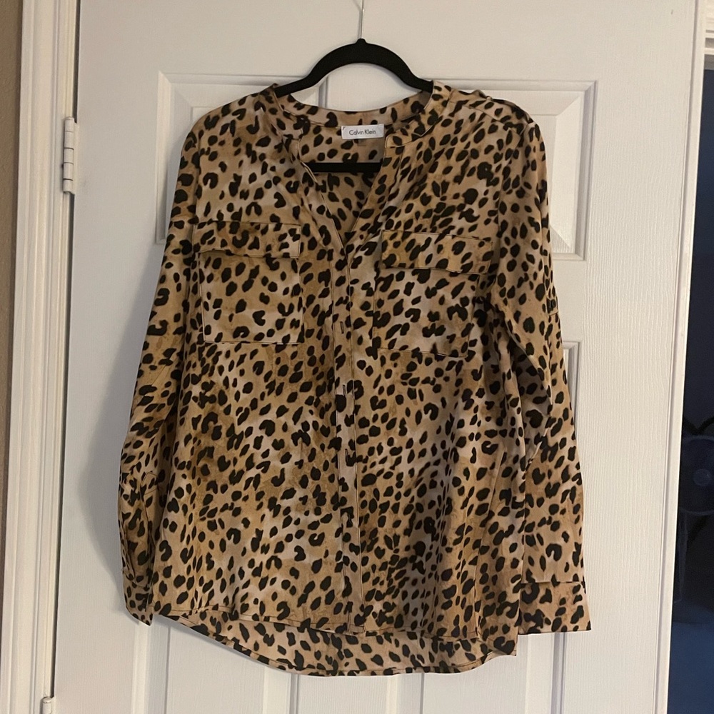 Calvin Klein Leopard print blouse size medium